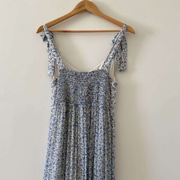 NEW Sezane Phily Maxi Sun Dress Blue Flowers Shoulder Ties Size 36 / 4 - Picture 10 of 11